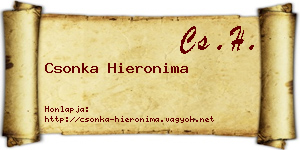 Csonka Hieronima névjegykártya